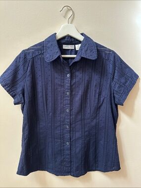 Carroll Reed Navy Short-Sleeve Button-Down Shirt